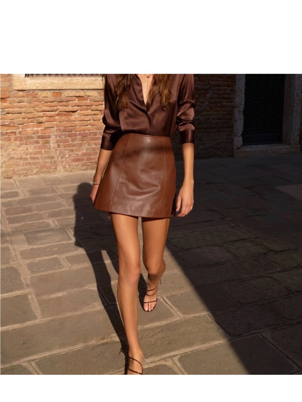 Cami NYC Cillian Genuine Leather Mini Skirt - Mousse NWT Sz 4